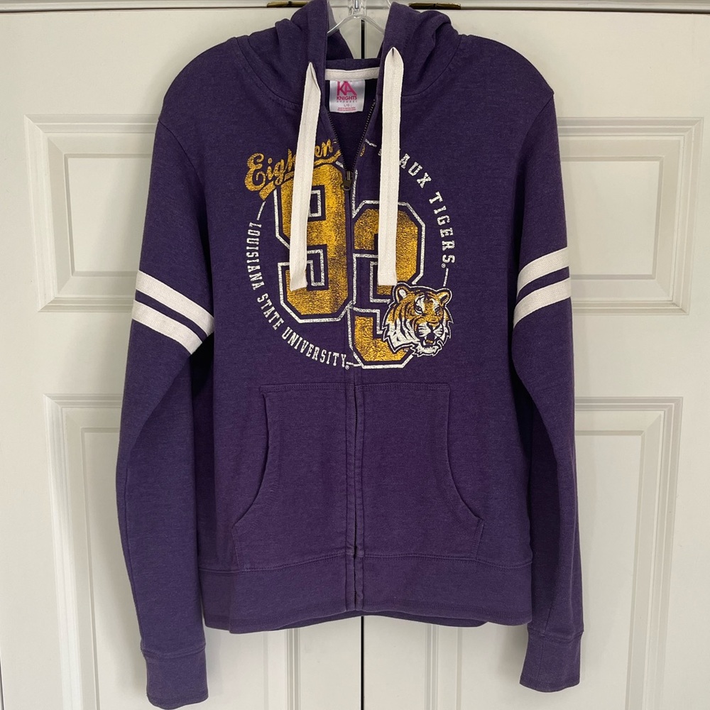 LSU Tigers Zip Up Hoodie, Size Large